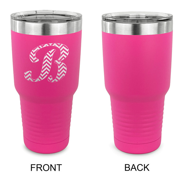 Pixelated Chevron 30 oz Stainless Steel Ringneck Tumblers - Pink - Single Sided - APPROVAL