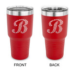 Pixelated Chevron 30 oz Stainless Steel Tumbler - Red - Double Sided (Personalized)