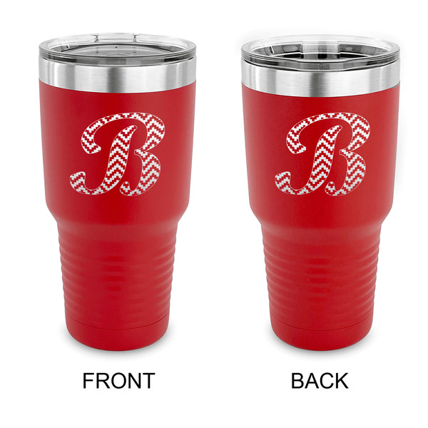 Custom Pixelated Chevron 30 oz Stainless Steel Tumbler - Red - Double Sided (Personalized)