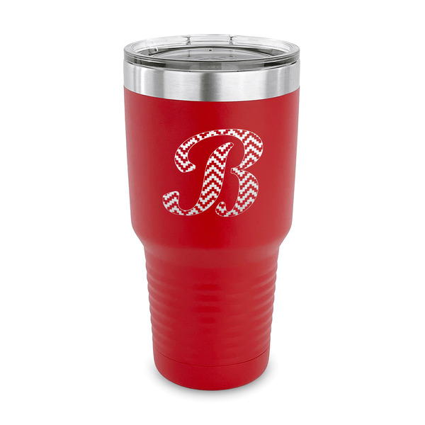 Custom Pixelated Chevron 30 oz Stainless Steel Tumbler - Red - Single Sided (Personalized)