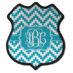 Pixelated Chevron Iron On Shield Patch C w/ Monogram