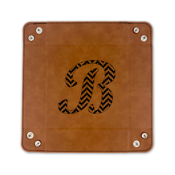 Pixelated Chevron 6" x 6" Leatherette Snap Up Tray - FLAT FRONT