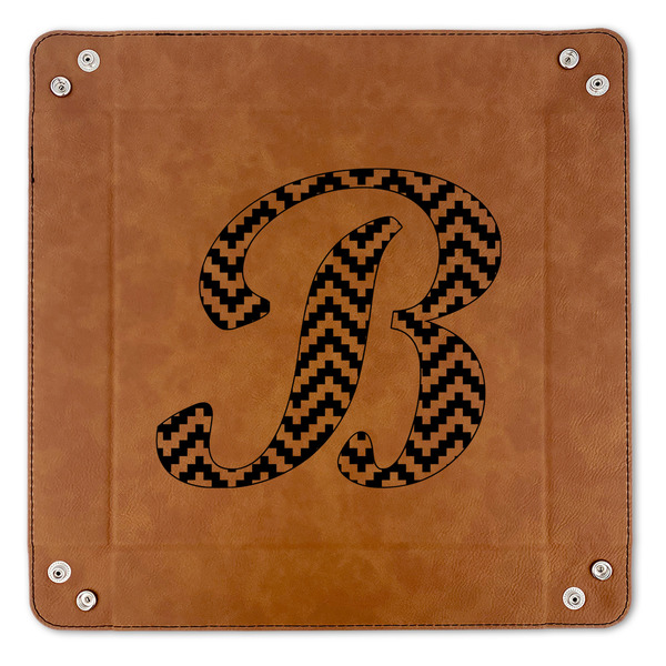 Pixelated Chevron 9" x 9" Leatherette Snap Up Tray - APPROVAL (FLAT)