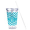 Pixelated Chevron Acrylic Tumbler - Full Print - Front straw out