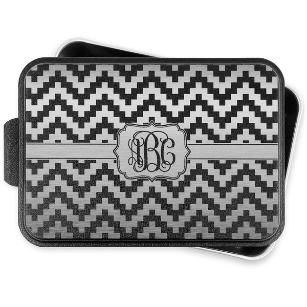 Pixelated Chevron Aluminum Baking Pan - Black Lid - FRONT w/lid off