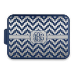 Pixelated Chevron Aluminum Baking Pan with Navy Lid (Personalized)