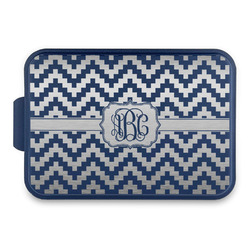 Pixelated Chevron Aluminum Baking Pan with Navy Lid (Personalized)