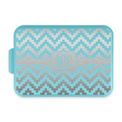 Pixelated Chevron Aluminum Baking Pan with Teal Lid (Personalized)