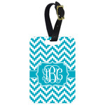 Pixelated Chevron Metal Luggage Tag w/ Monogram