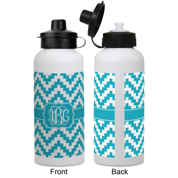 Pixelated Chevron Aluminum Water Bottle - White APPROVAL