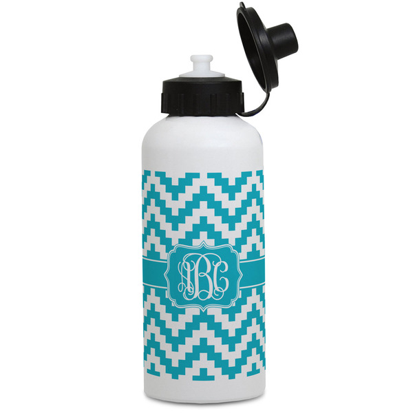 Custom Pixelated Chevron Water Bottles - Aluminum - 20 oz - White (Personalized)