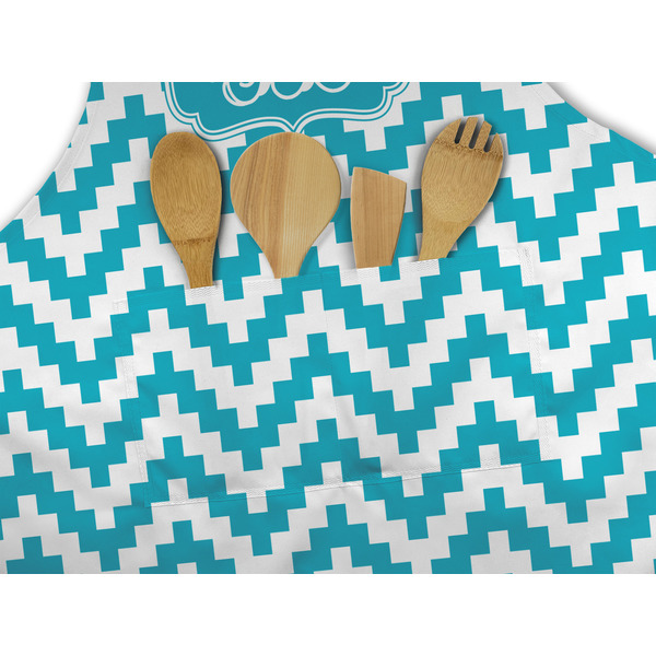 Pixelated Chevron Apron - Pocket Detail with Props