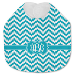 Pixelated Chevron Jersey Knit Baby Bib w/ Monogram