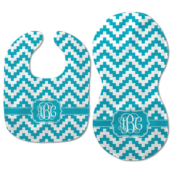 Pixelated Chevron Baby Bib & Burp Set - Approval (new bib & burp)
