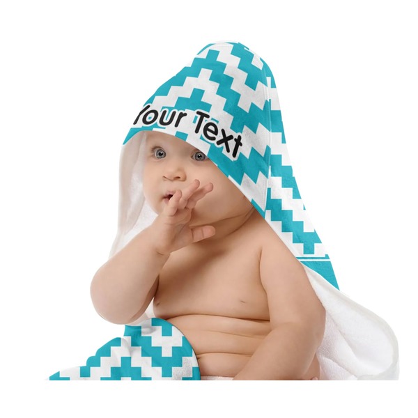 Pixelated Chevron Baby Hooded Towel on Child