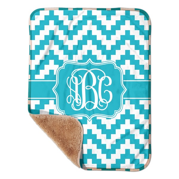 Custom Pixelated Chevron Sherpa Baby Blanket - 30" x 40" w/ Monograms