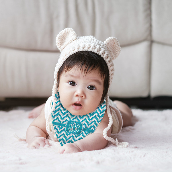 Pixelated Chevron Bandana Bib - (Lifestyle 2 girl)