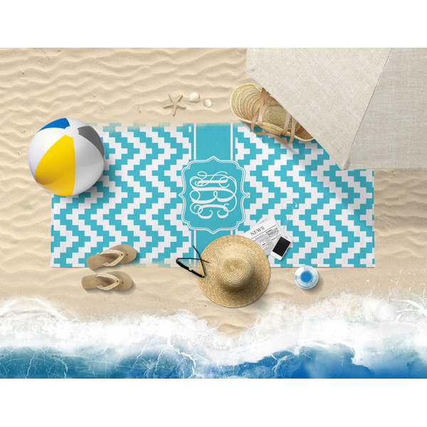 Pixelated Chevron Beach Towel Lifestyle