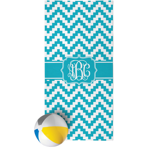 Custom Pixelated Chevron Beach Towel (Personalized)