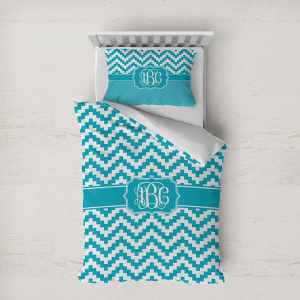 Custom Pixelated Chevron Duvet Cover Set - Twin XL (Personalized)