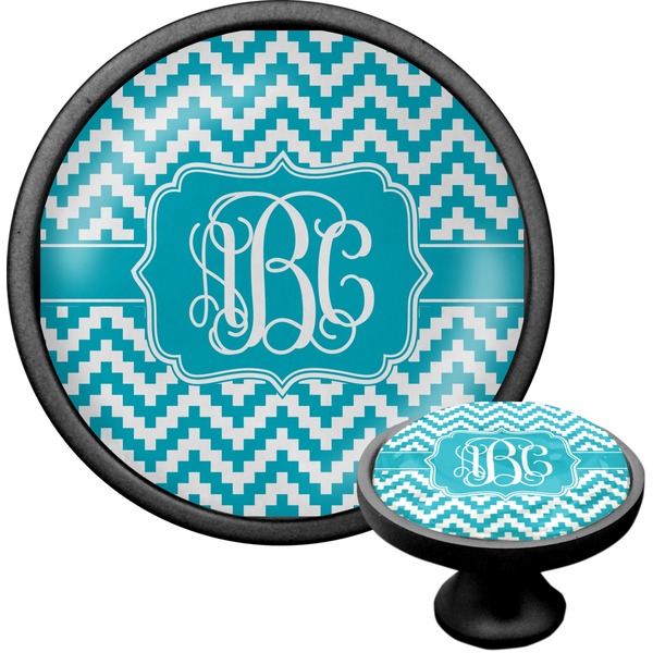Custom Pixelated Chevron Cabinet Knob (Black) (Personalized)