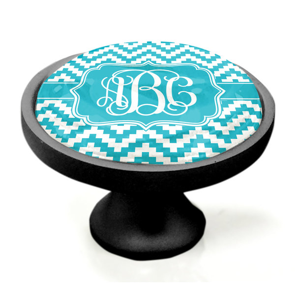 Pixelated Chevron Black Custom Cabinet Knob (Side)