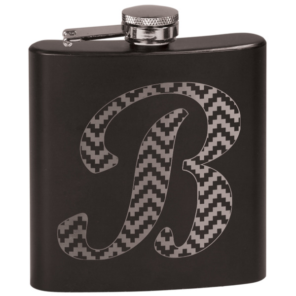 Custom Pixelated Chevron Black Flask Set (Personalized)