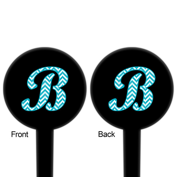 Pixelated Chevron Black Plastic 4" Food Pick - Round - Double Sided - Front & Back
