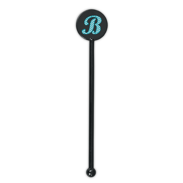 Pixelated Chevron Black Plastic 5.5" Stir Stick - Round - Single Stick