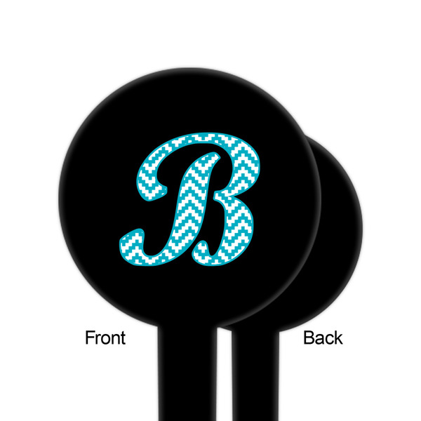 Pixelated Chevron Black Plastic 6" Food Pick - Round - Single Sided - Front & Back