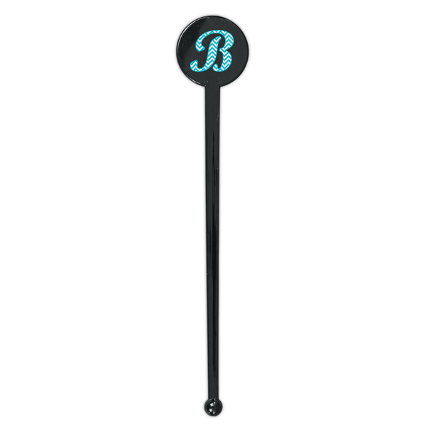 Pixelated Chevron Black Plastic 7" Stir Stick - Round - Single Stick