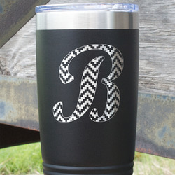 Pixelated Chevron 20 oz Stainless Steel Tumbler - Black - Double Sided (Personalized)