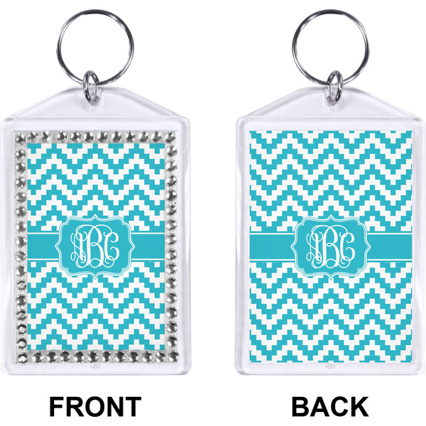 Pixelated Chevron Bling Keychain (Front + Back)