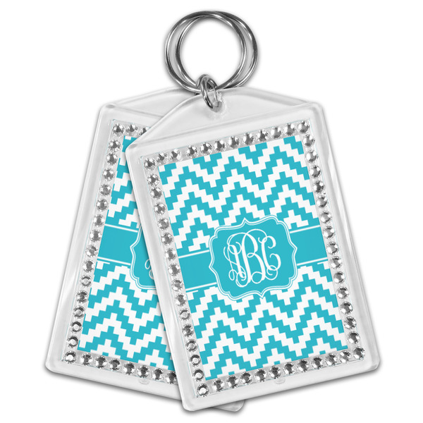 Pixelated Chevron Bling Keychain - MAIN