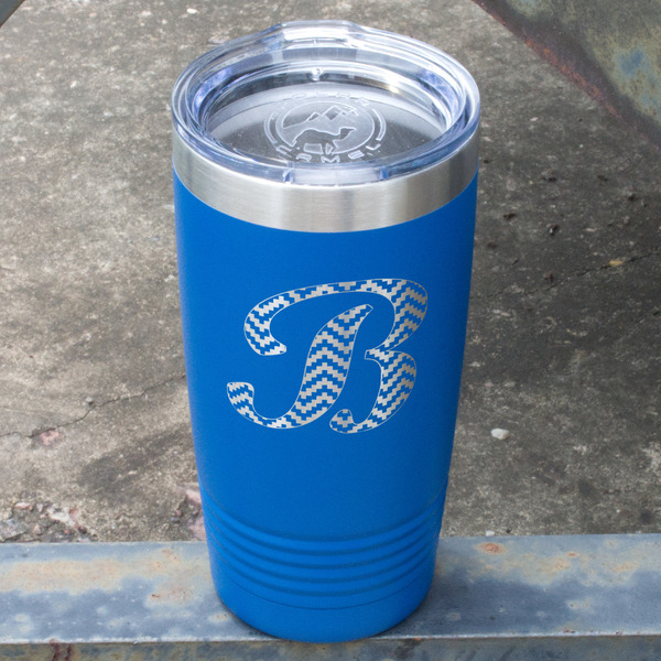 Pixelated Chevron Blue Polar Camel Tumbler - 20oz - Angled