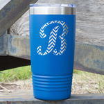 Pixelated Chevron 20 oz Stainless Steel Tumbler - Royal Blue - Single Sided (Personalized)