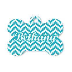 Pixelated Chevron Bone Shaped Dog ID Tag - Small (Personalized)