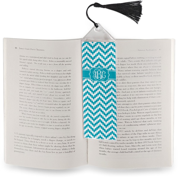 Pixelated Chevron Bookmark with tassel - In book