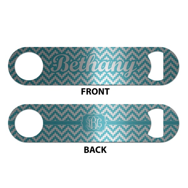Pixelated Chevron Bottle Opener - Front & Back