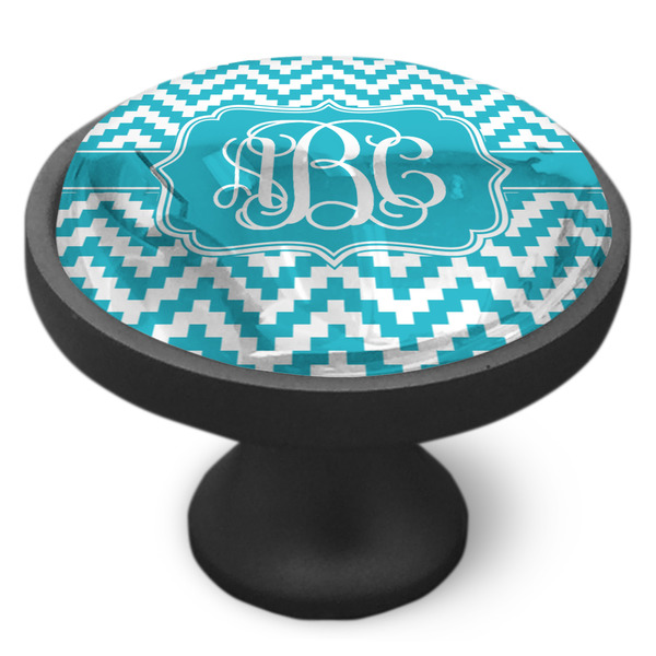Pixelated Chevron Cabinet Knob - Black - Side