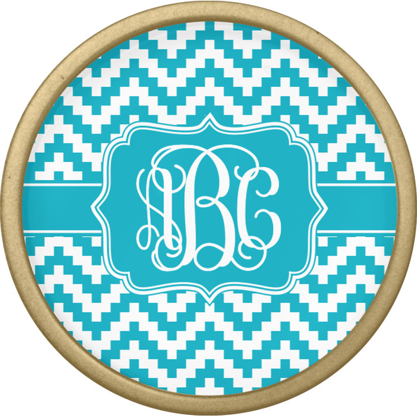 Pixelated Chevron Cabinet Knob - Gold - Front