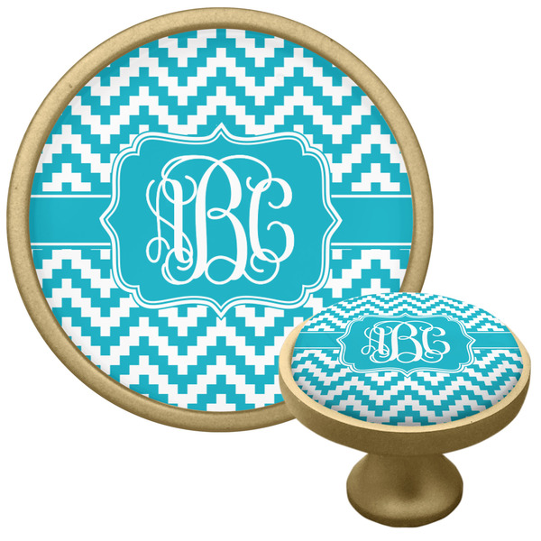 Pixelated Chevron Cabinet Knob - Gold - Multi Angle