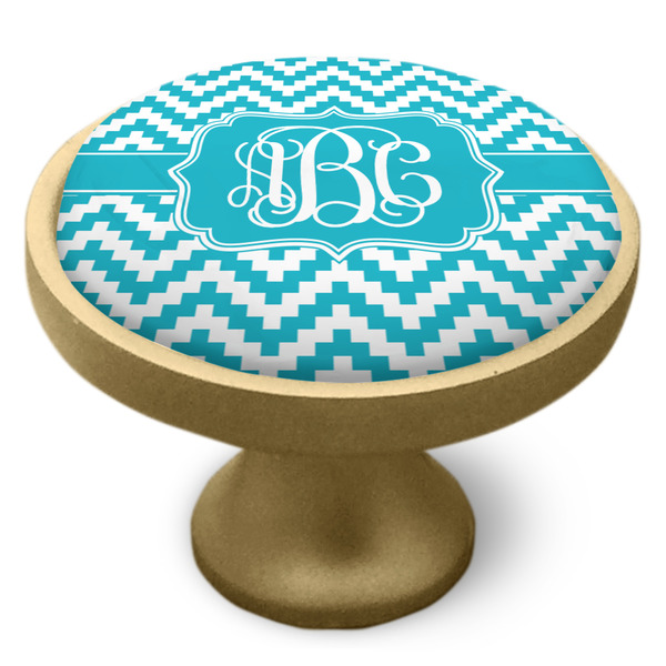 Pixelated Chevron Cabinet Knob - Gold - Side