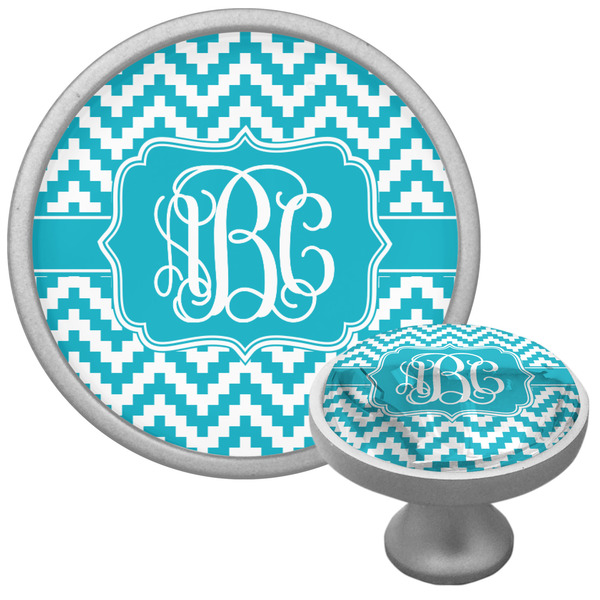 Pixelated Chevron Cabinet Knob - Nickel - Multi Angle