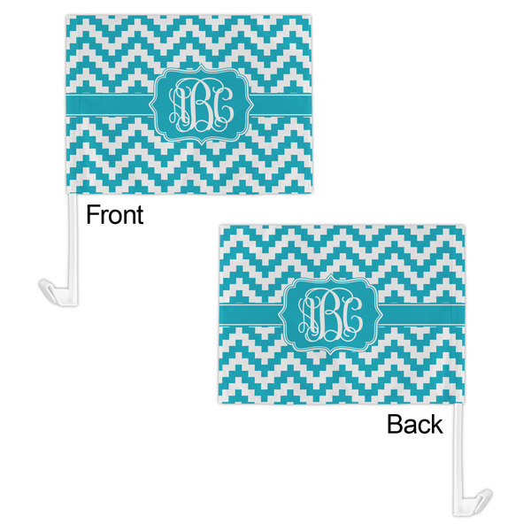 Pixelated Chevron Car Flag - 11" x 8" - Front & Back View