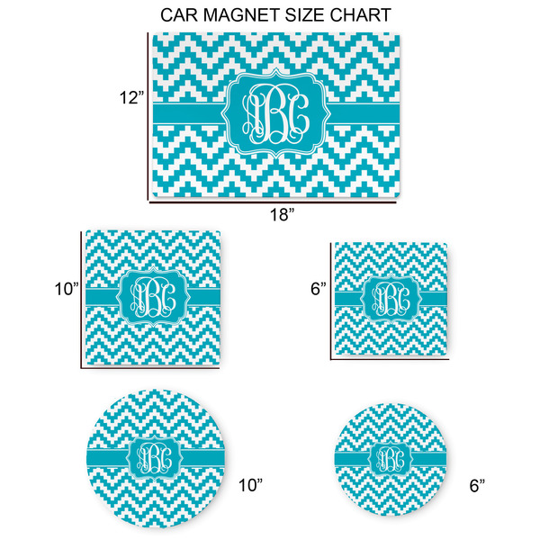 Pixelated Chevron Car Magnets - SIZE CHART