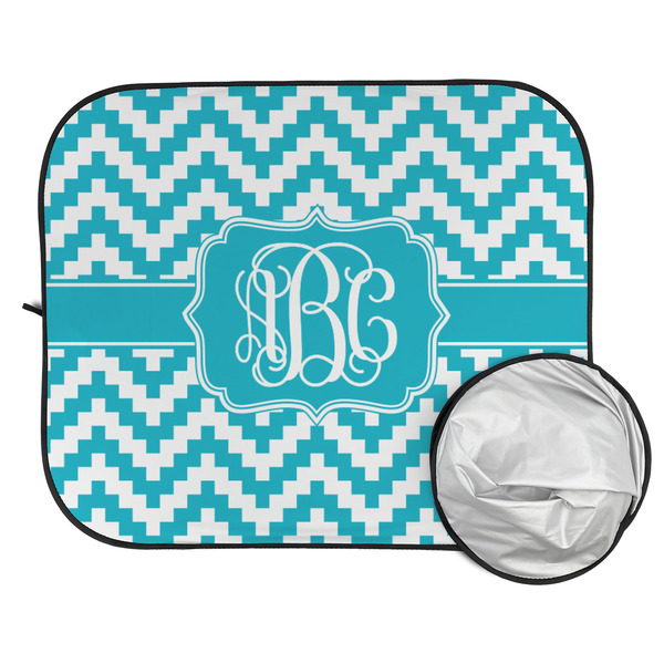 Pixelated Chevron Car Sun Shades - FOLDED & UNFOLDED