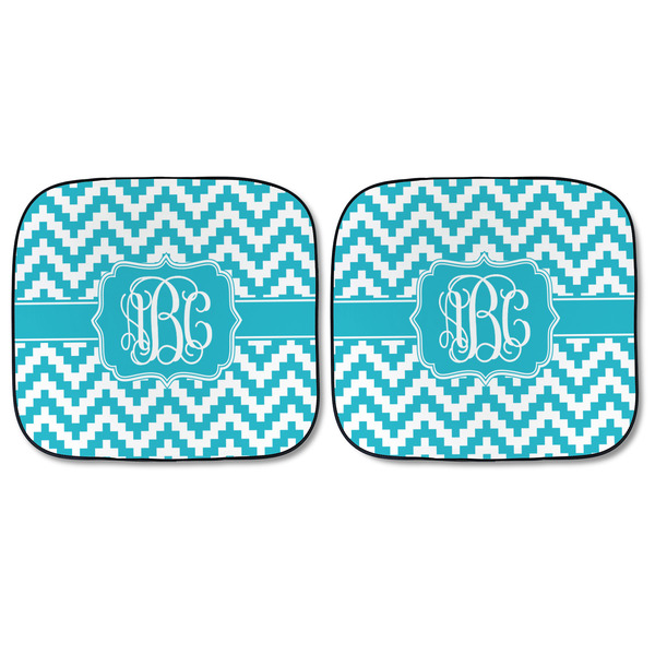 Pixelated Chevron Car Sun Shades - FRONT
