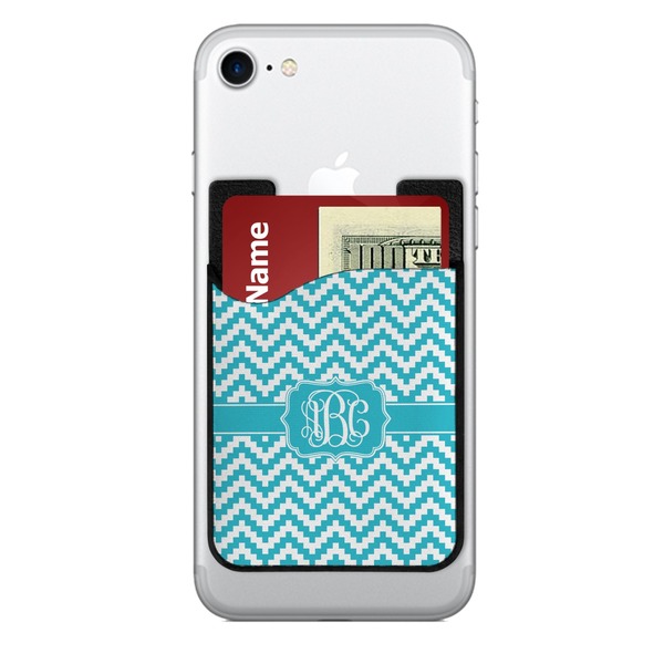 Custom Pixelated Chevron 2-in-1 Cell Phone Credit Card Holder & Screen Cleaner (Personalized)