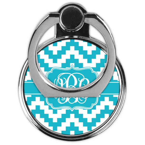 Pixelated Chevron Cell Phone Ring Stand & Holder - Front (Collapsed)